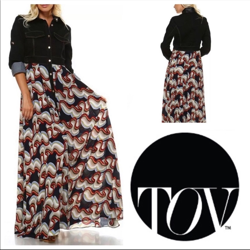 TOV Holy Denim Top Maxi Dress